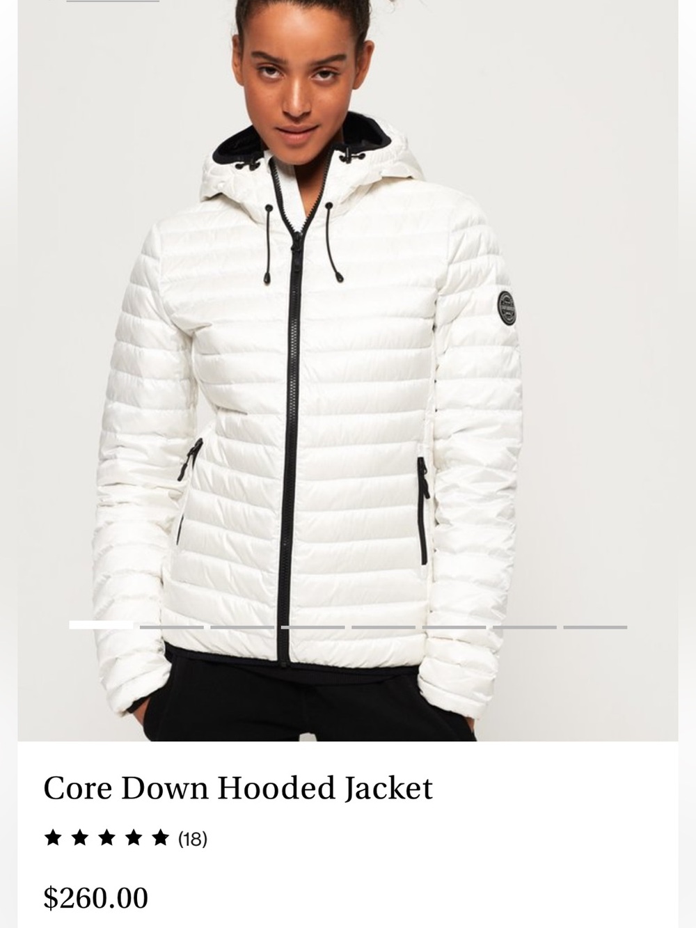 Superdry Core Down White Quilted Hooded Puffer with Black Trim US2